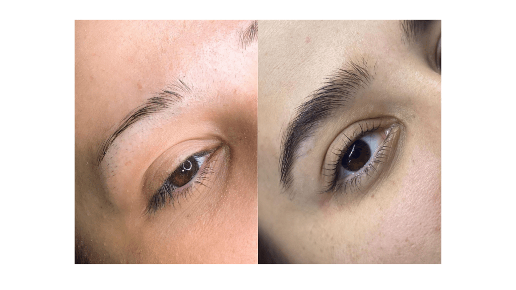 design de sobrancelhas - antes e depois de um design reconstrutivo